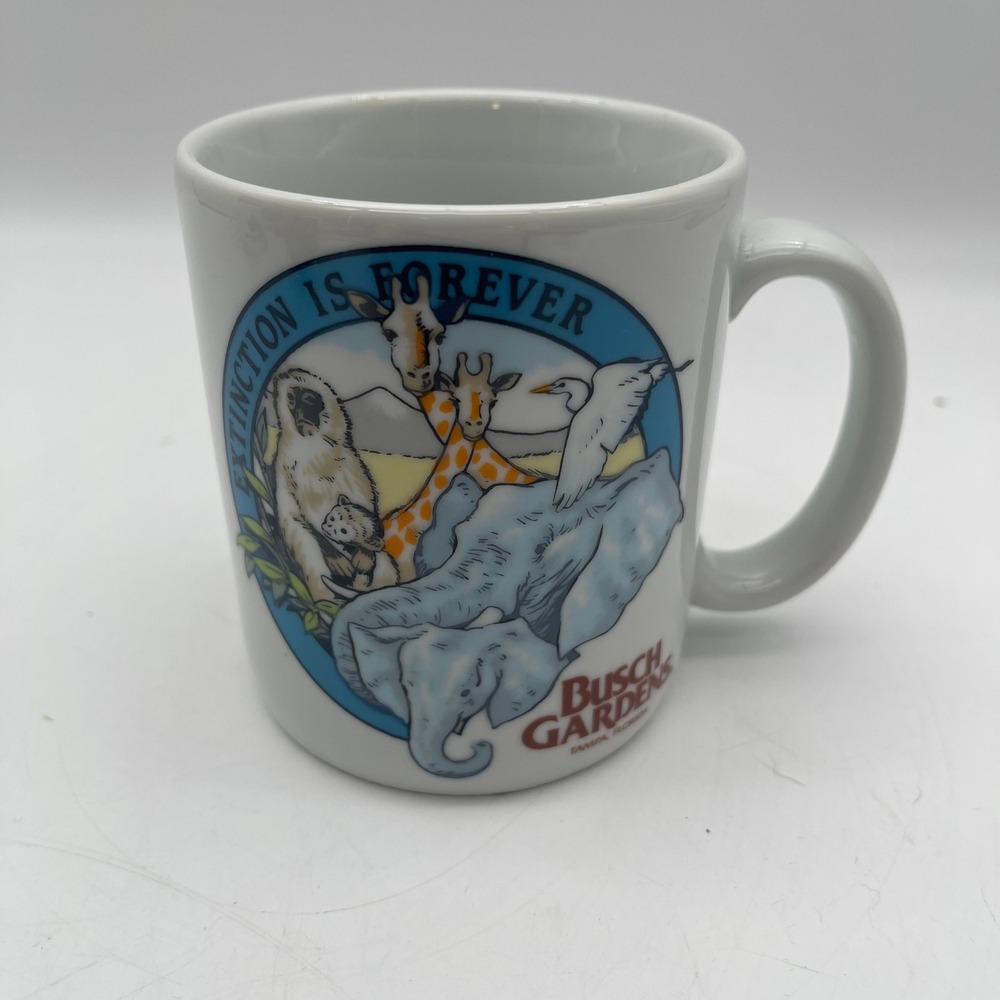 Vintage Busch Gardens Tampa Extinction is Forever Coffee Mug Schmidt Brazil